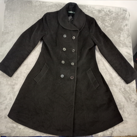 Ralph Lauren Jackets & Blazers - Ralph Lauren Women's Vintage Elegant Black Double-Breasted Long Coat Size 12